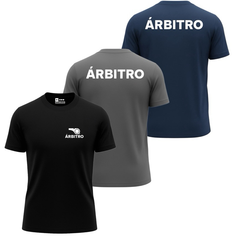 Kit 3 Camisas ÁRBITRO JUIZ FUTEBOL Uniforme Dry Fit Profissão Trabalho Camiseta Masculina Blusa
