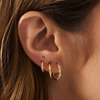 Trio de Brincos Torcidos Banhado a Ouro 18K em Oferta na Shopee