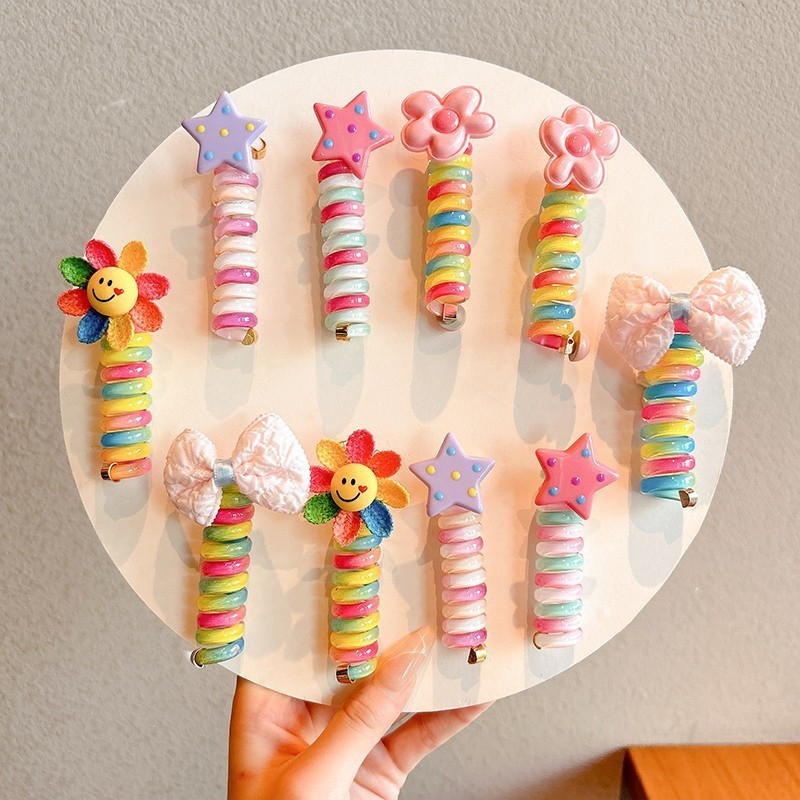 Kit 1 a 12 Pçs Acessórios de Cabelo Moda Infantil Enfeite de Cabelo para Menina Espiral Molinha