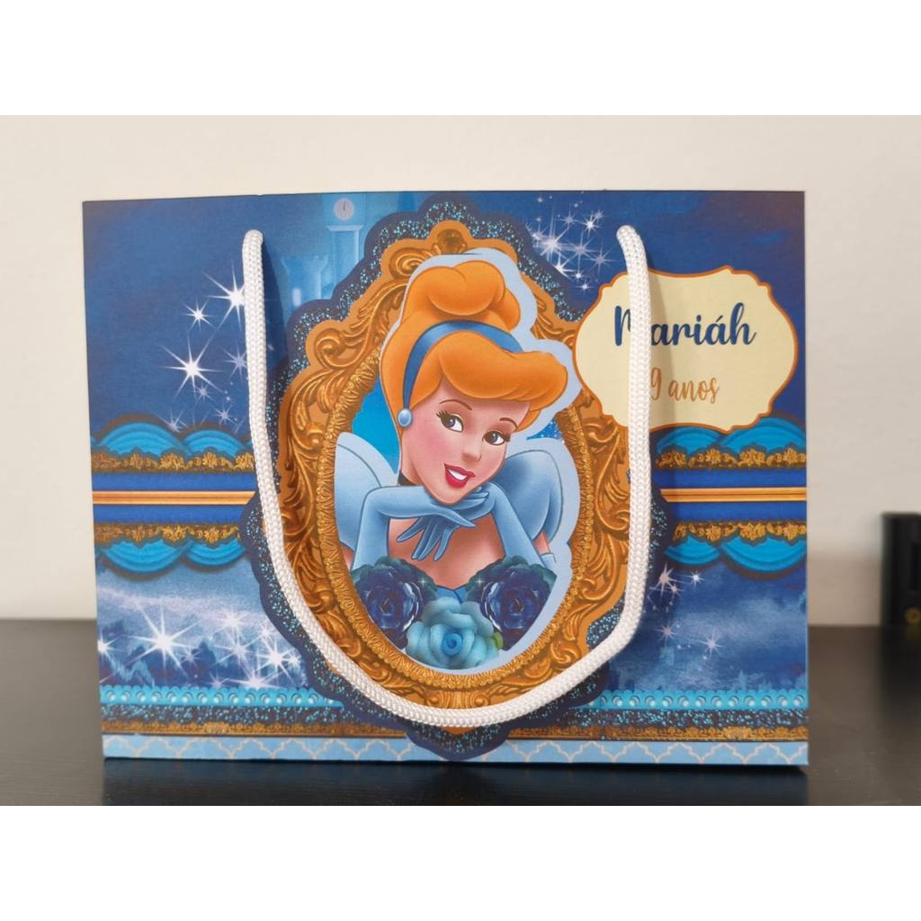 Kit Sacolinhas Surpresa CINDERELA - Personalizada - Pegue e Monte - Lembrancinha Festa