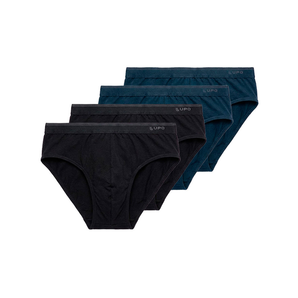 Kit com 4 Cuecas Slip Lupo 485-003 Colorido