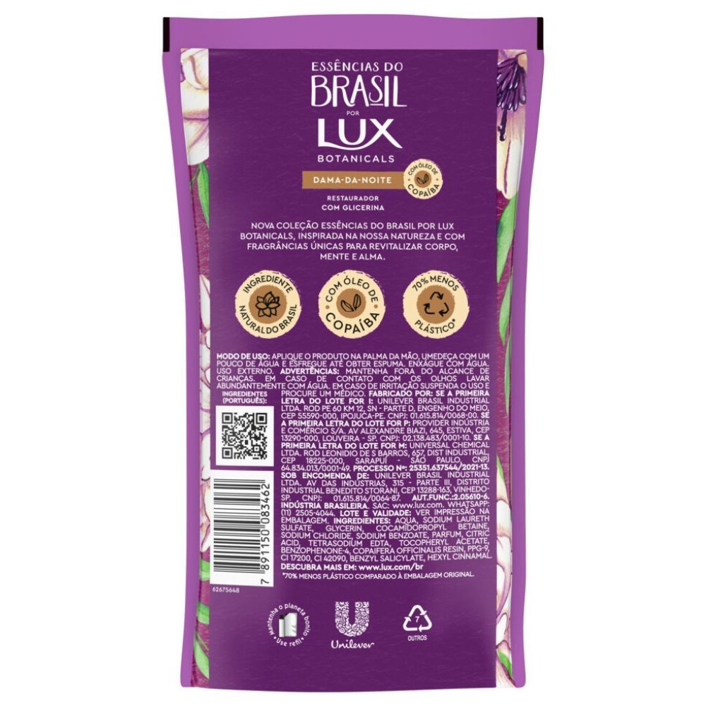 Detalhes do Sabonete Líquido Refil Lux Essências do Brasil Dama-da-Noite 240ml
