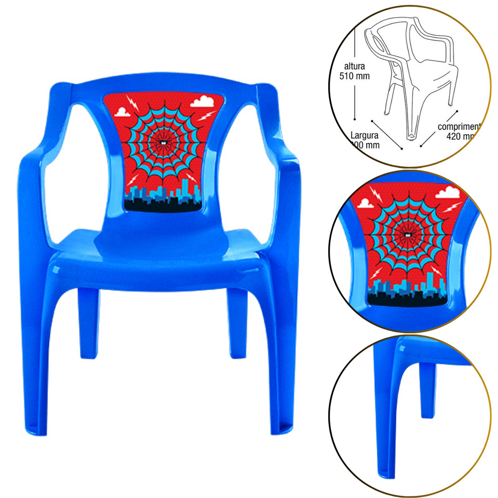 Mini Poltrona Cadeira Infantil Pequena Homem Aranha Cor Azul Arqplast 25235PM SUPORTA ATÉ 30 KG em Oferta na Shopee