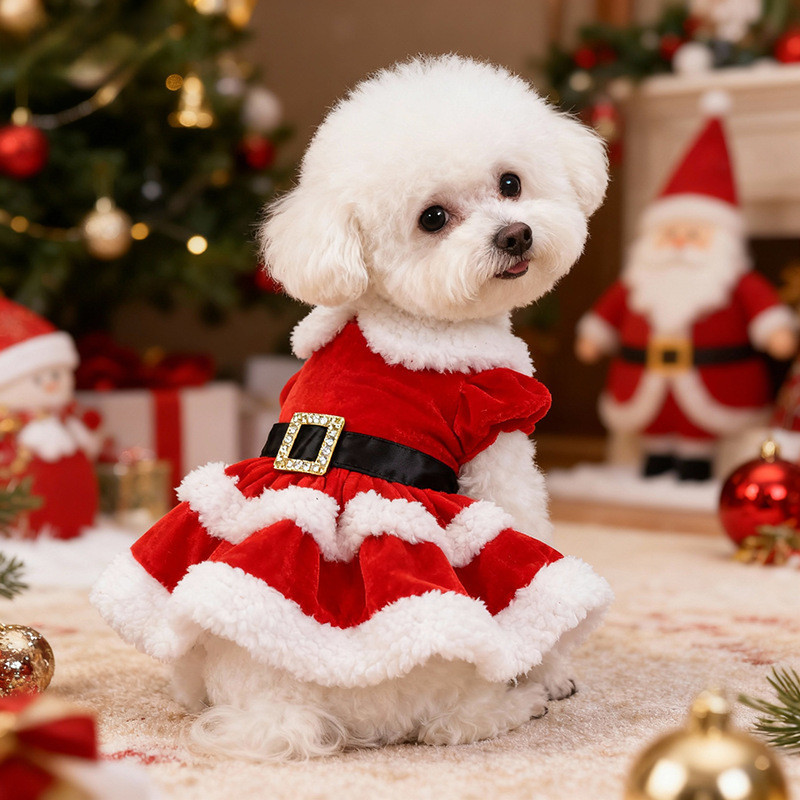 Natal Cão Gato Vestido De Princesa Pet Trajes De Papai Noel Filhote De Cachorro Macacão Roupas Festa De