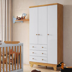Guarda Roupa Infantil 3 Portas 3 Gavetas em MDF Pingo