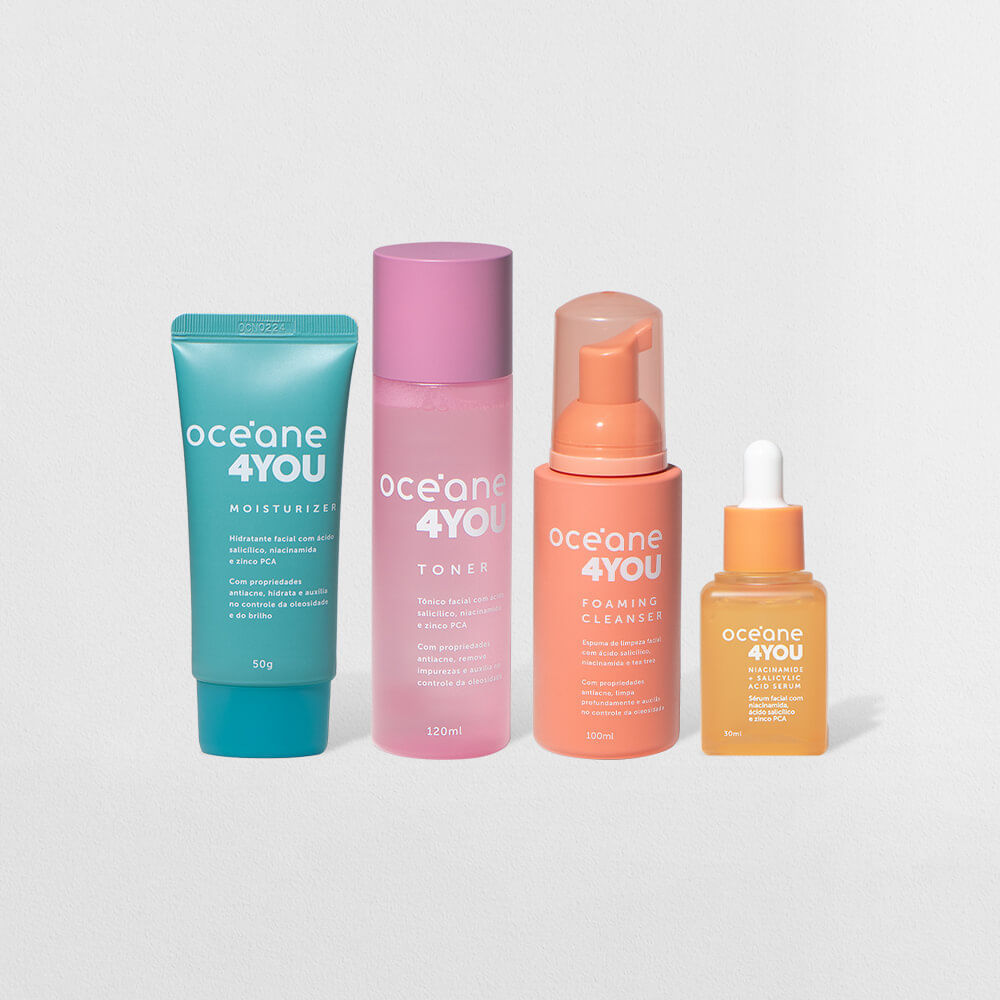Kit Espuma Facial + Tônico Facial + Sérum + Hidratante Facial 4you (4 Produtos)