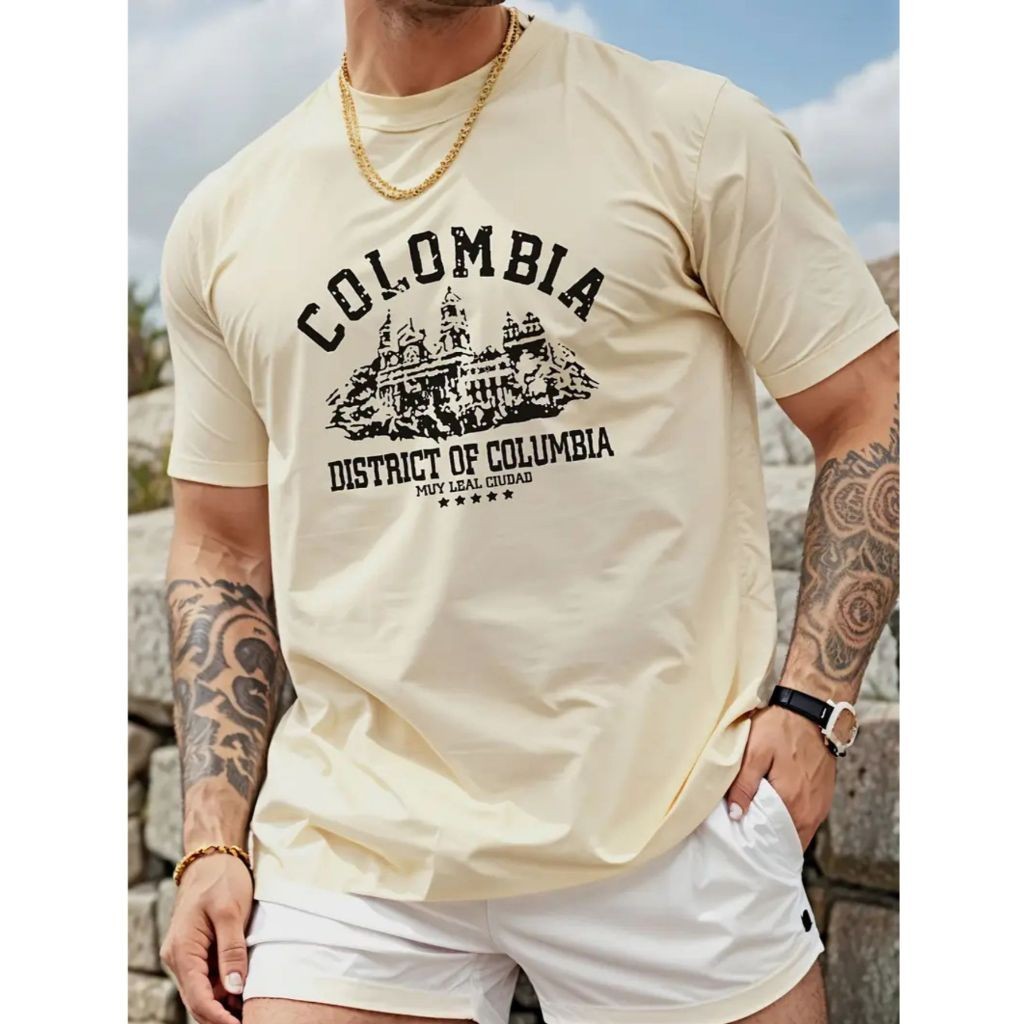 Camiseta Masculina Básica Camisa Estampada Street Colombia 100% Algodão