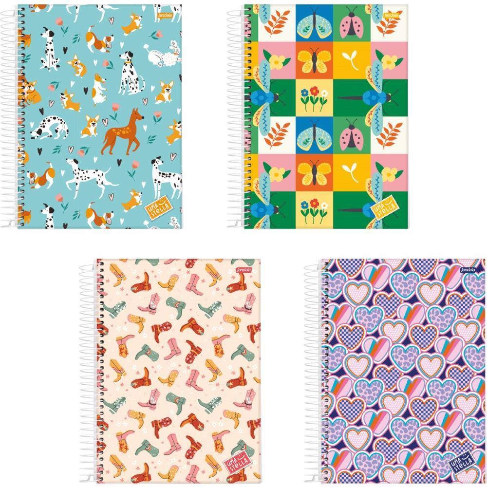 Caderno Espiral 1/4 Capa Dura Stella 80 Folhas - Pacote com 05