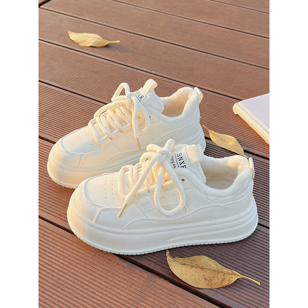 tênis corrida respirável tênis feminino estilo coreano Sapatos brancos de lã de sola grossa de venda quente feminino 202