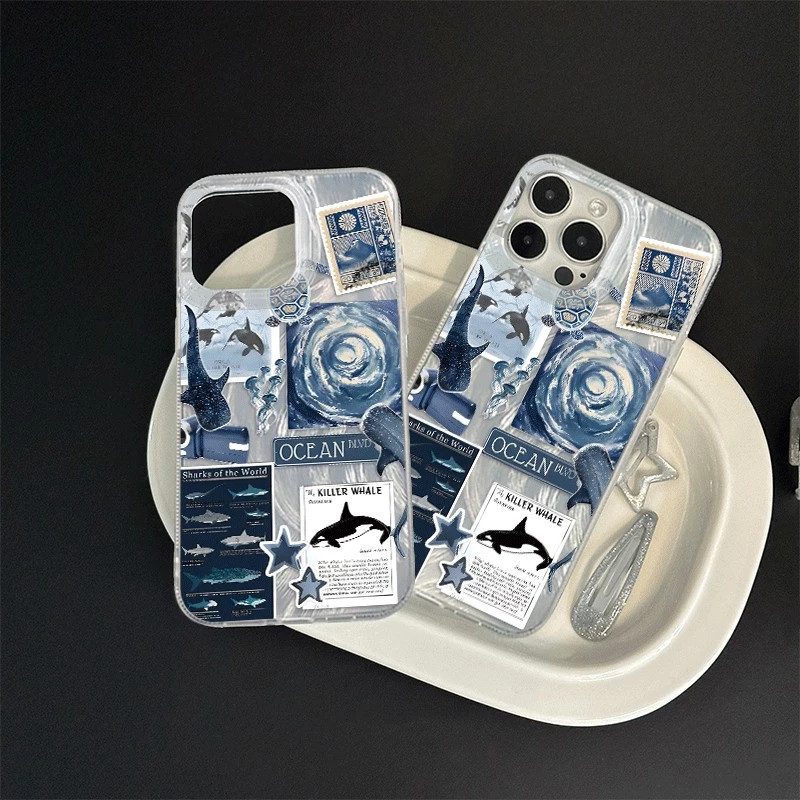 Capinha Capa Para Samsung A03 A05 A12 A15 A20 A23 A32 A34 A35 A50 A52 A55 A71 A72 À Prova de Choque vida marinha