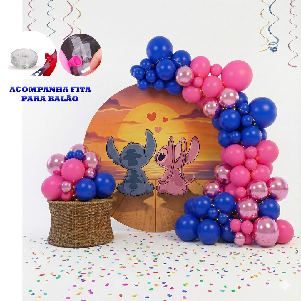 Kit 125 Balões Stitch Rosa azul Bexiga Festas Aniversários em Oferta na Shopee