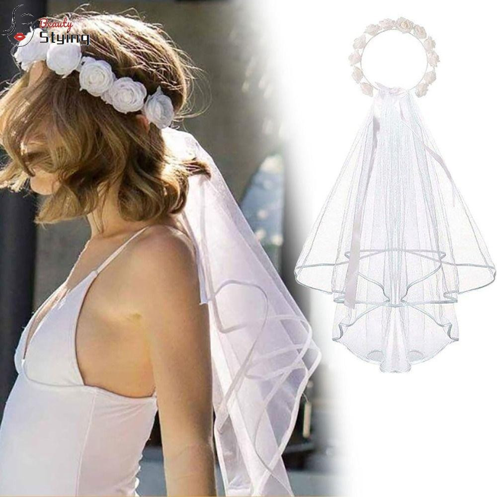 STYLING Véu Da Coroa Nupcial , Cabeleireiro De Noiva Branco Exquisito Mulher