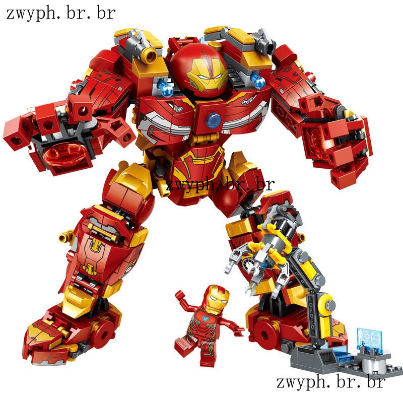 568 Peças Lego Marvel Vingadores Super-Herói Homem De Ferro Mecha Hulkbuster MK44 Figuras Blocos De Construção Brinquedo