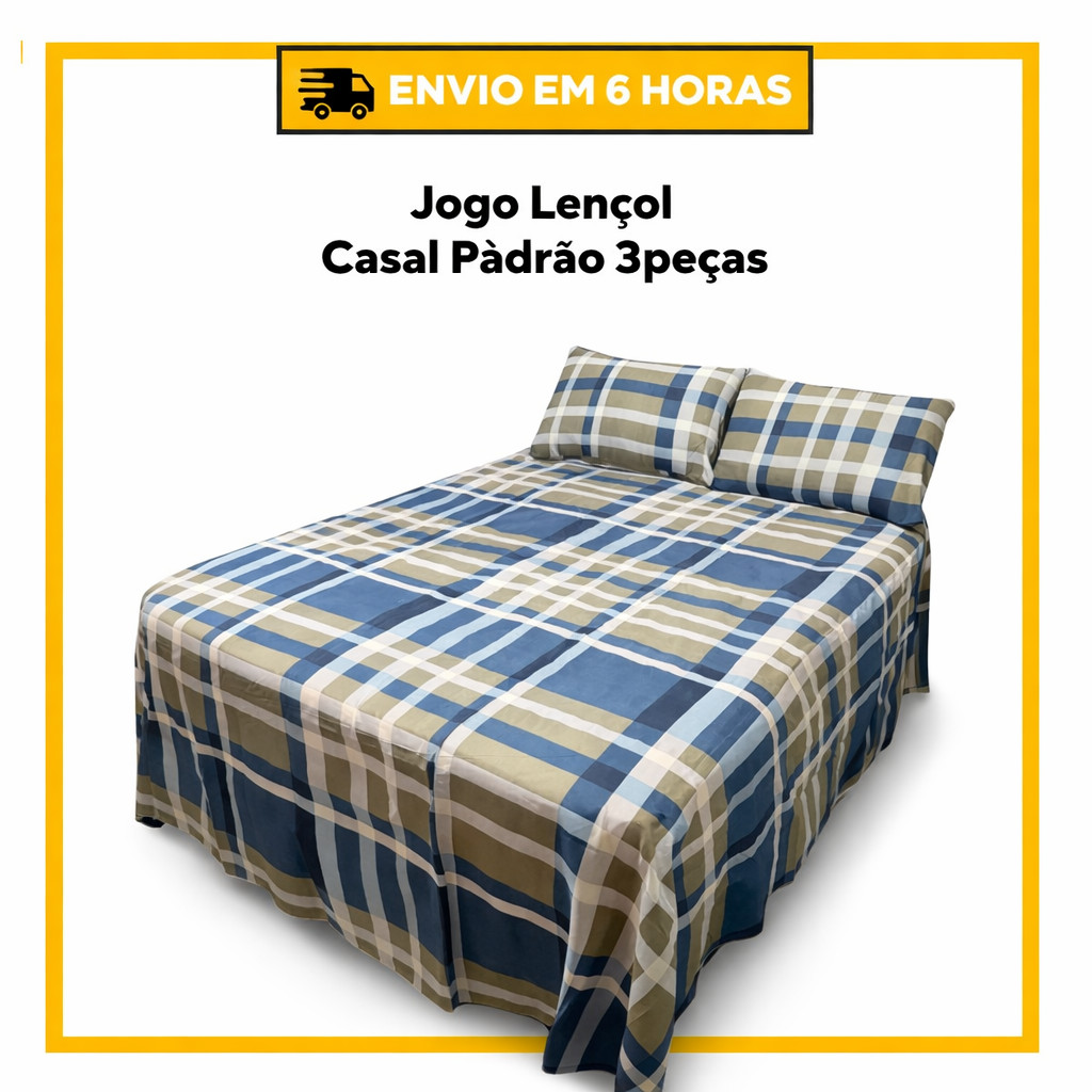 Jogo de Lençol com Fronhas Solteiro, Casal, Queen ou King Box 100% Poliéster Estampado
