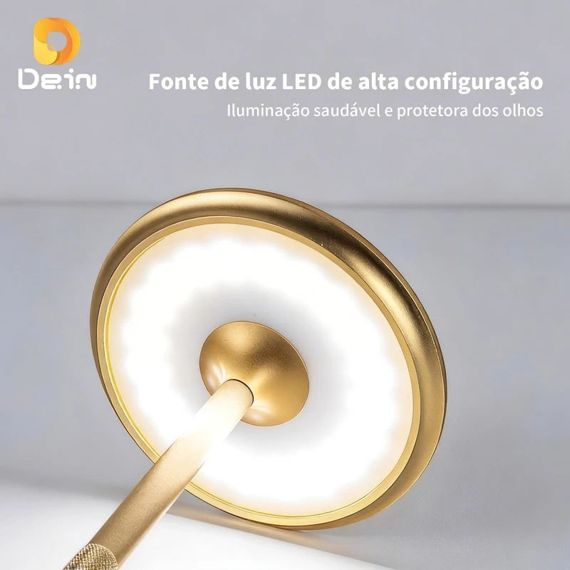 Luminária LED de Mesa Touch Sem Fio Recarregável com 3 Cores de Luz — foto 4