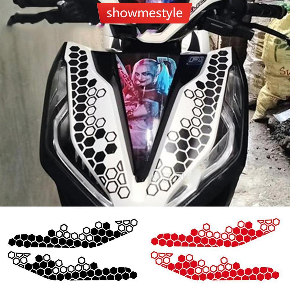 SMS 2 Peças 39x9cm Motocicleta Favo De Mel Abelha Adesivo De Vinil Para Decoração Frontal Do Motor Adesivos Decalque À P