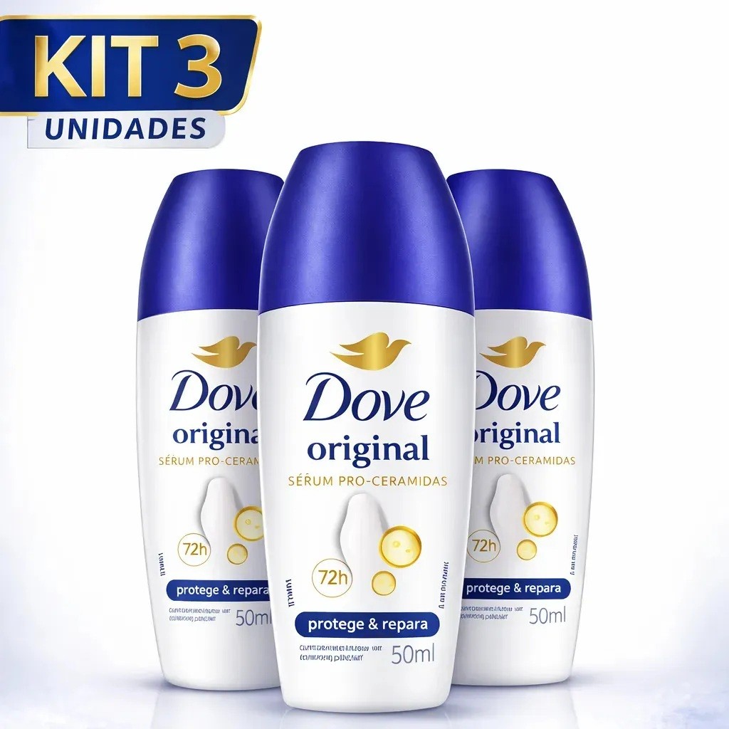 kit 3 Desodorante Rollon Antitranspirante Dove Original 50ML