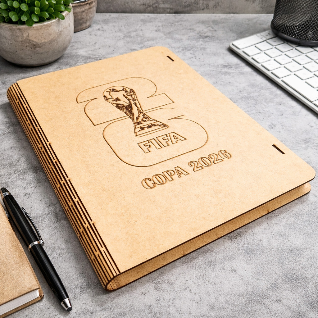 Caixa MDF Porta Álbum Copa do Mundo com divisórias — organização + decoração em um só produto.