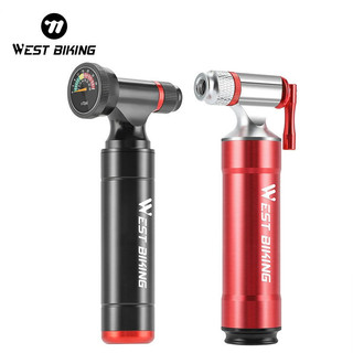 Bomba de Ar para Bicicleta WEST BIKING CO2 em Liga de Alumínio 6063 CNC com Botão de Controle e Medidor de Pressão, Inje