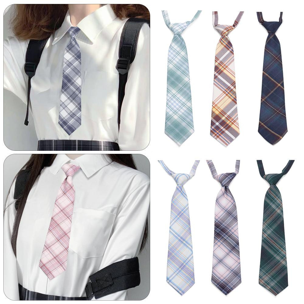 Gravata para Uniforme JK Feminino, Estilo Universitário, Golas Xadrez Destacáveis, Laços Removíveis, Acessório de Gravat