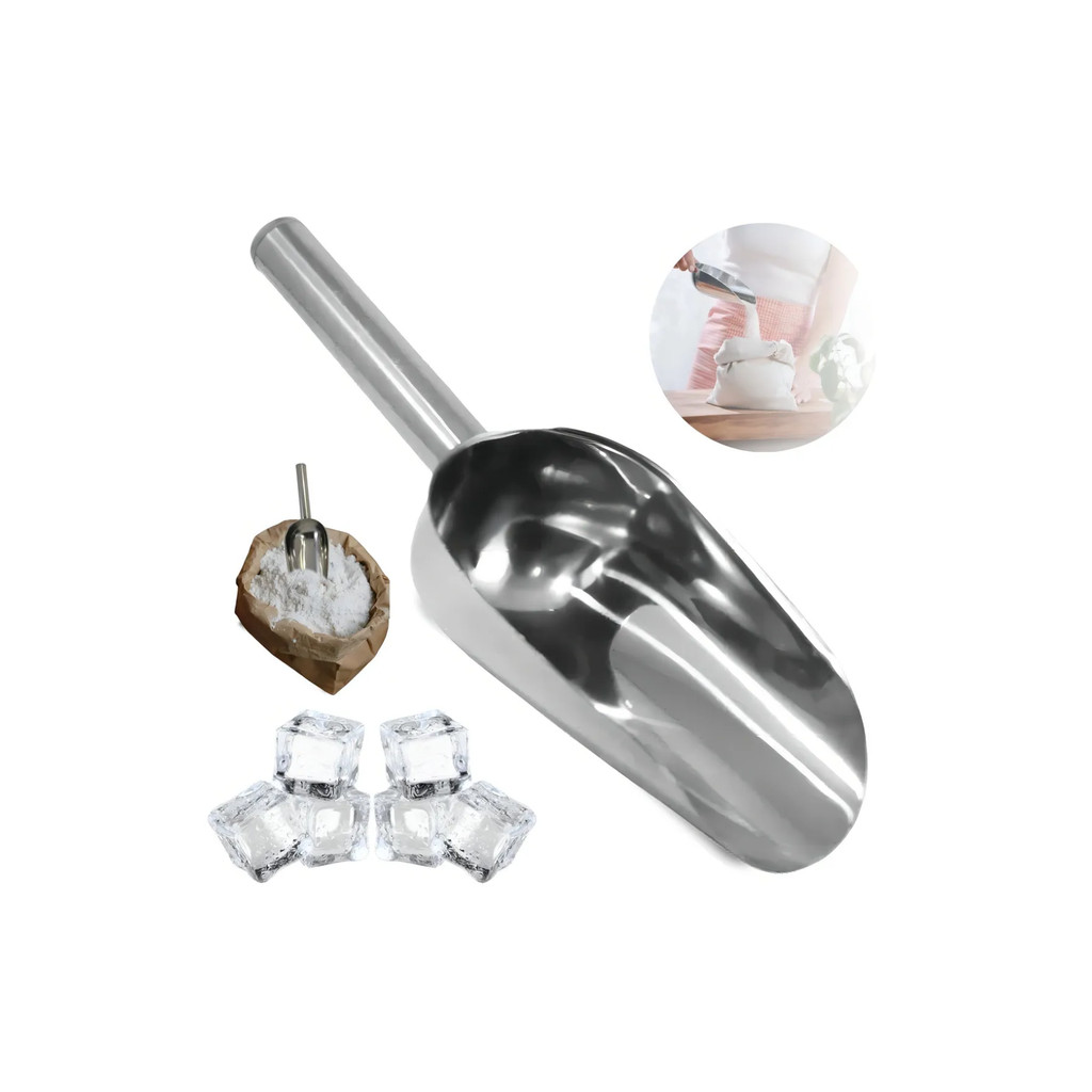 Concha Pegador Multiuso Inox Cereais Gelo Grande Grãos Ração Cor Cinza
