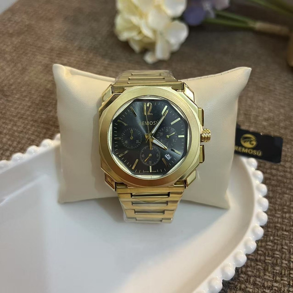 Relógio Masculino octo Cor Da Correia Ouro Prata impermeável Remosú Funcional