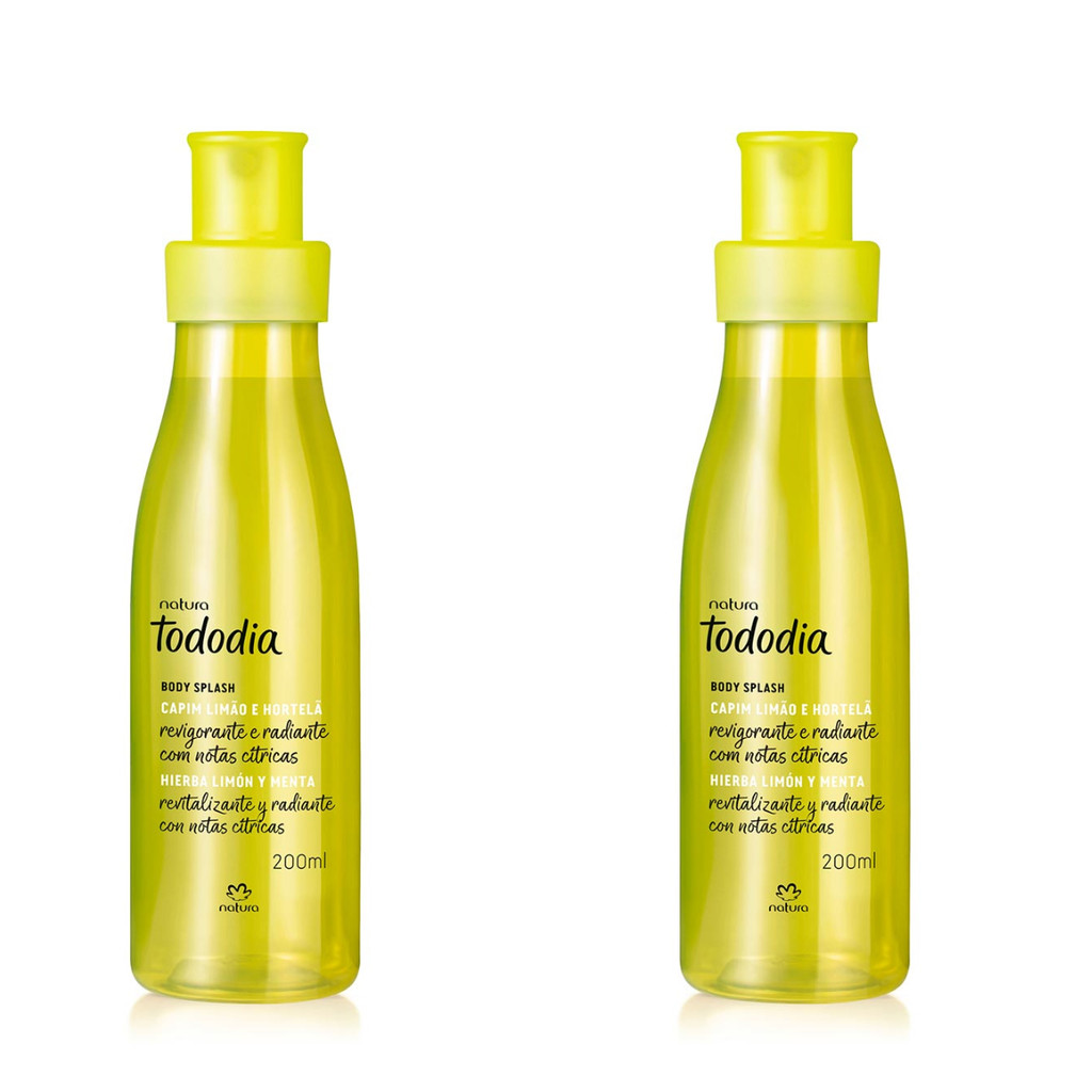 Kit com 2 Body Splash Desodorante Colônia Tododia Capim Limão e Hortelã 200 ml