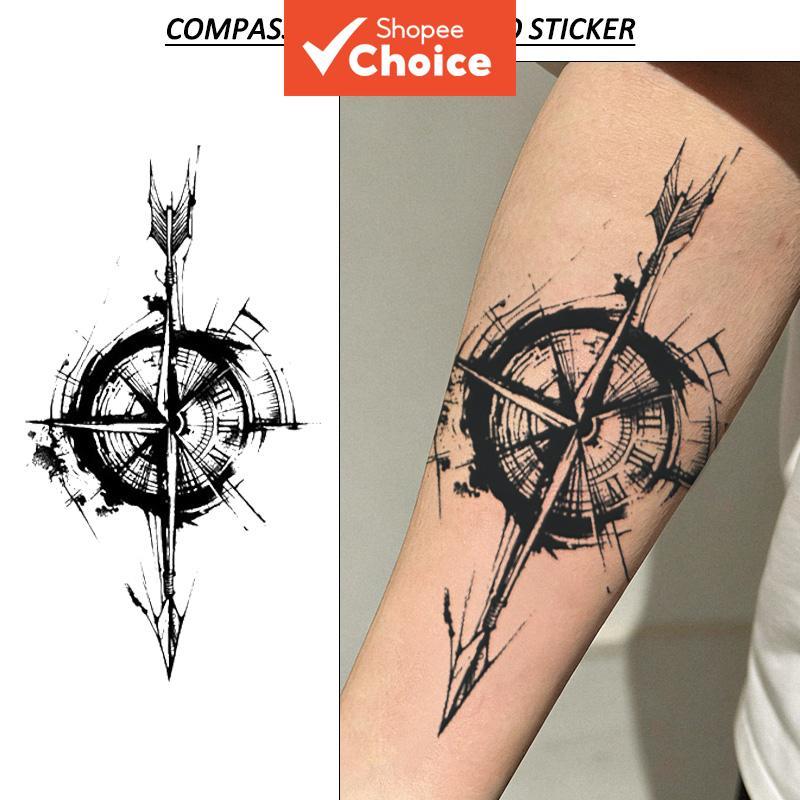 Bússola Temporária Seta Tatuagem À Prova Dwaterproof Água Realista Suco De Ervas Adesivo Para Direção Do Braço Atitude D