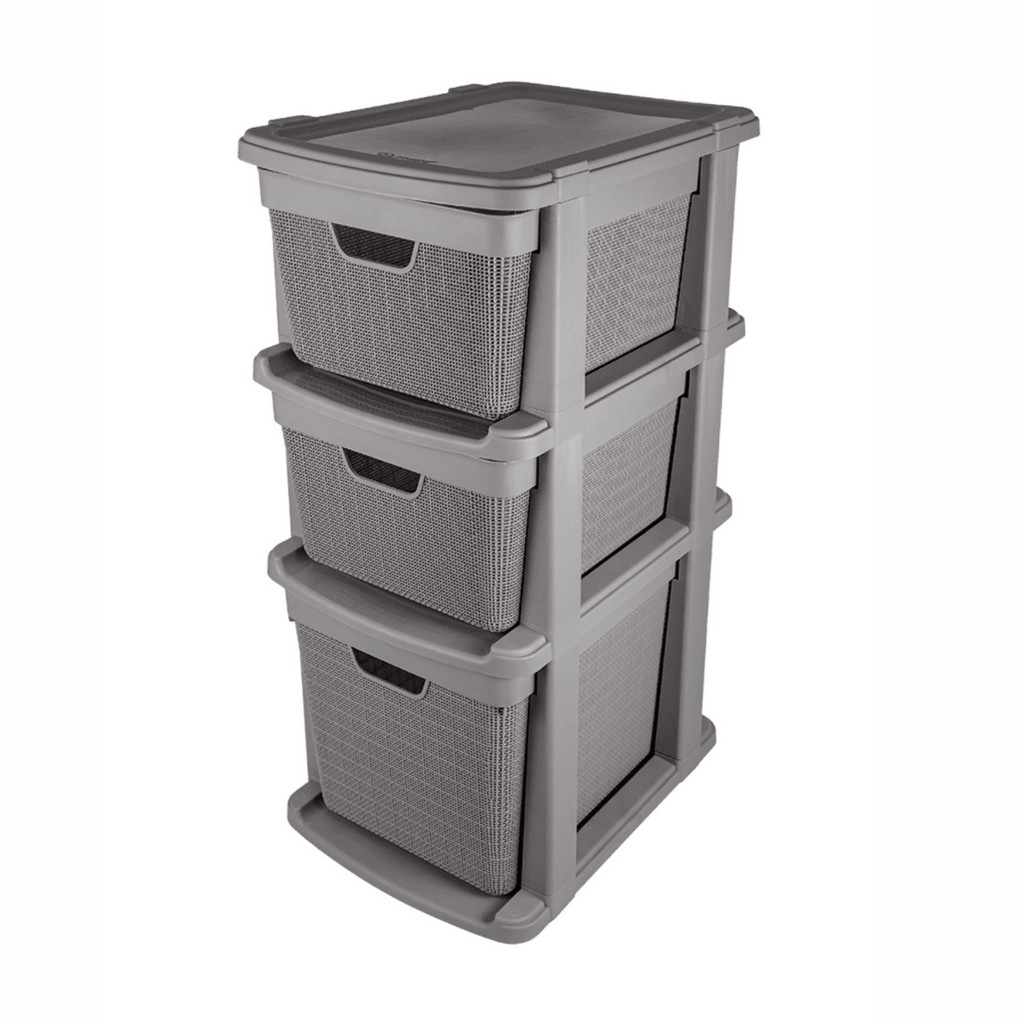 Gaveteiro Organizador Chão Plástico 3 Gavetas 15l e 22l Moderno Jutta  Casa Cozinha Doméstico Resistente