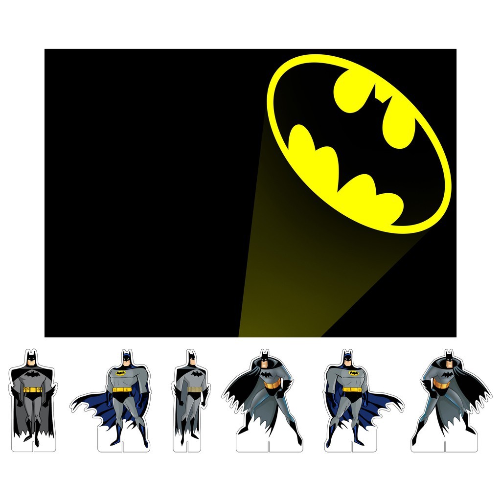 Kit Display De Mesa + Painel Festa Infantil Batman (Preto/Cinza) FC