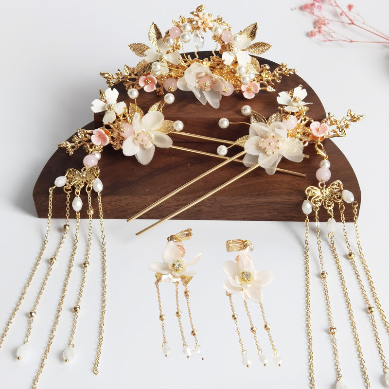 Hanfu acessórios hairpin antigo traje cocar feminino acessórios de cabelo estilo antigo pente de cabelo borla hairpin el