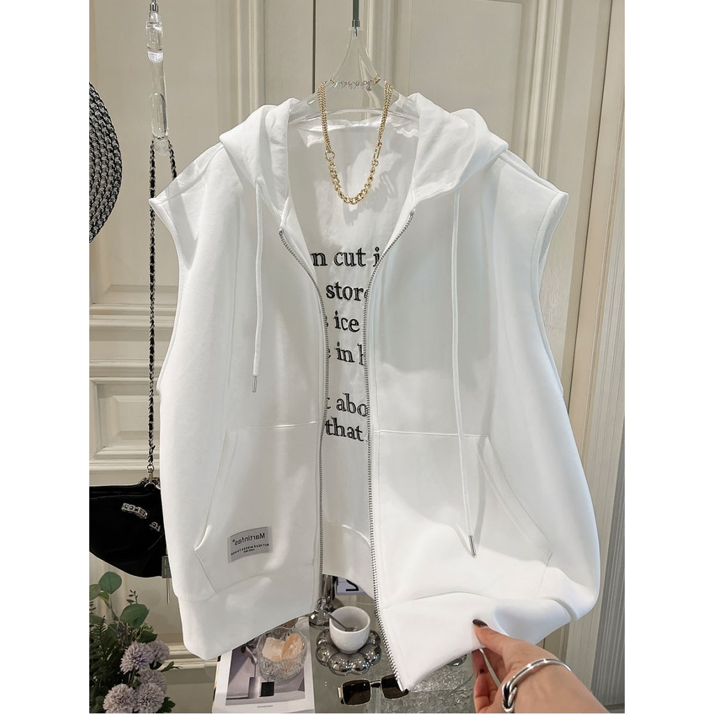 Tamanho grande 150kg Cardigan com capuz Casual moletom colete masculino feminino verão colete solto sem mangas jaqueta t