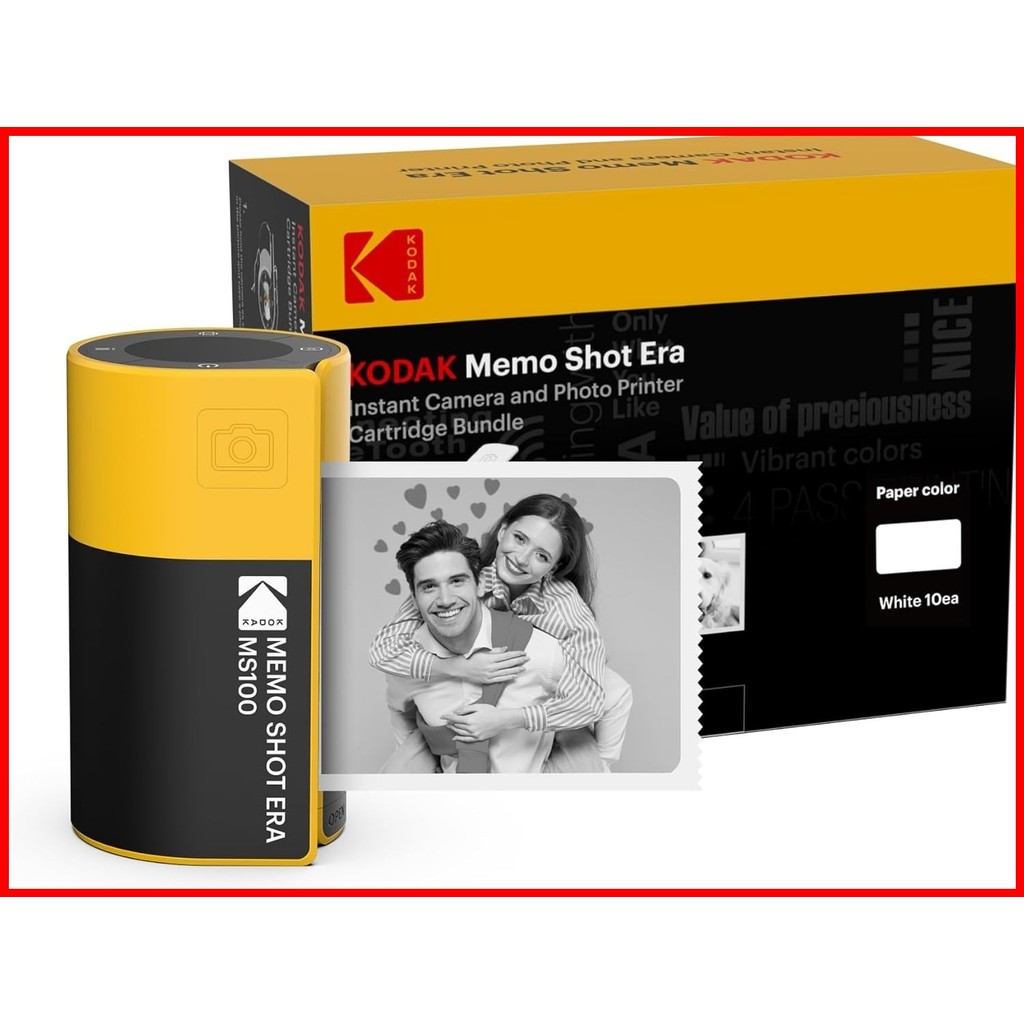 JapanKodak KODAK Memo Shot ERA Toy Instant Digital Camera and Label Printer (Yellow, camera + 10 rolls)