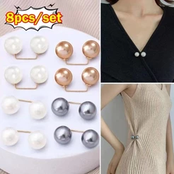 3/6/8 Pçs Pinos De Segurança Pérola Antiderrapante Broches Para Roupas Cintura Fixação Decote Ajustar Cachecol Moda DIY
