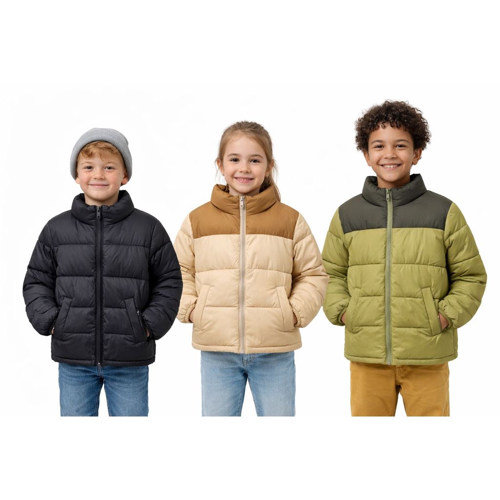 Jaqueta Bobojaco punho Elastico puffer Infantil Grosso especial pra frio com capuz Menino e Menina