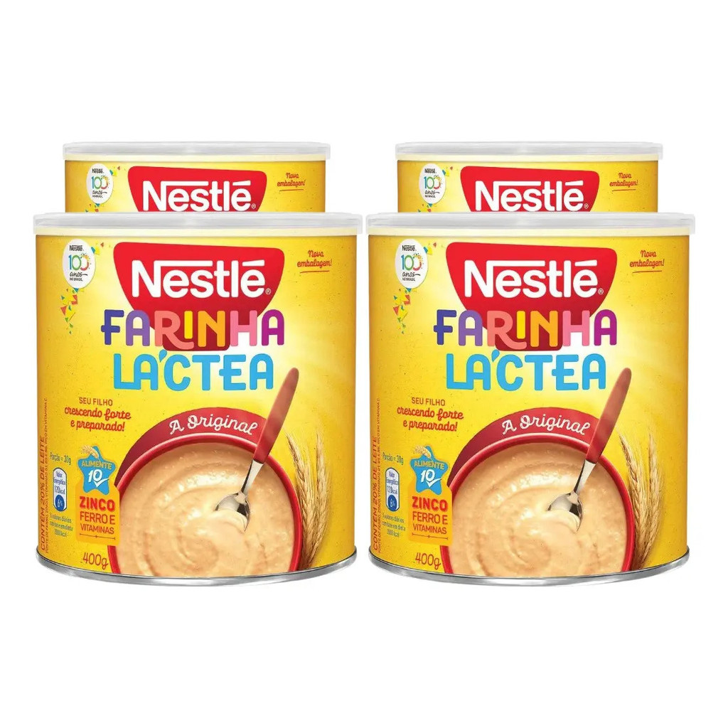 Kit 4 Latas Farinha Láctea Original Nestlé 360g