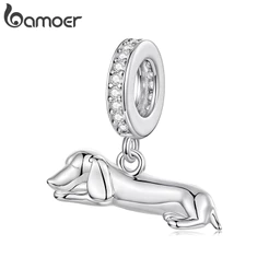 Bamoer Charm Sleeping Dachshund Pingente DIY Para Pulseira Presentes Mulheres