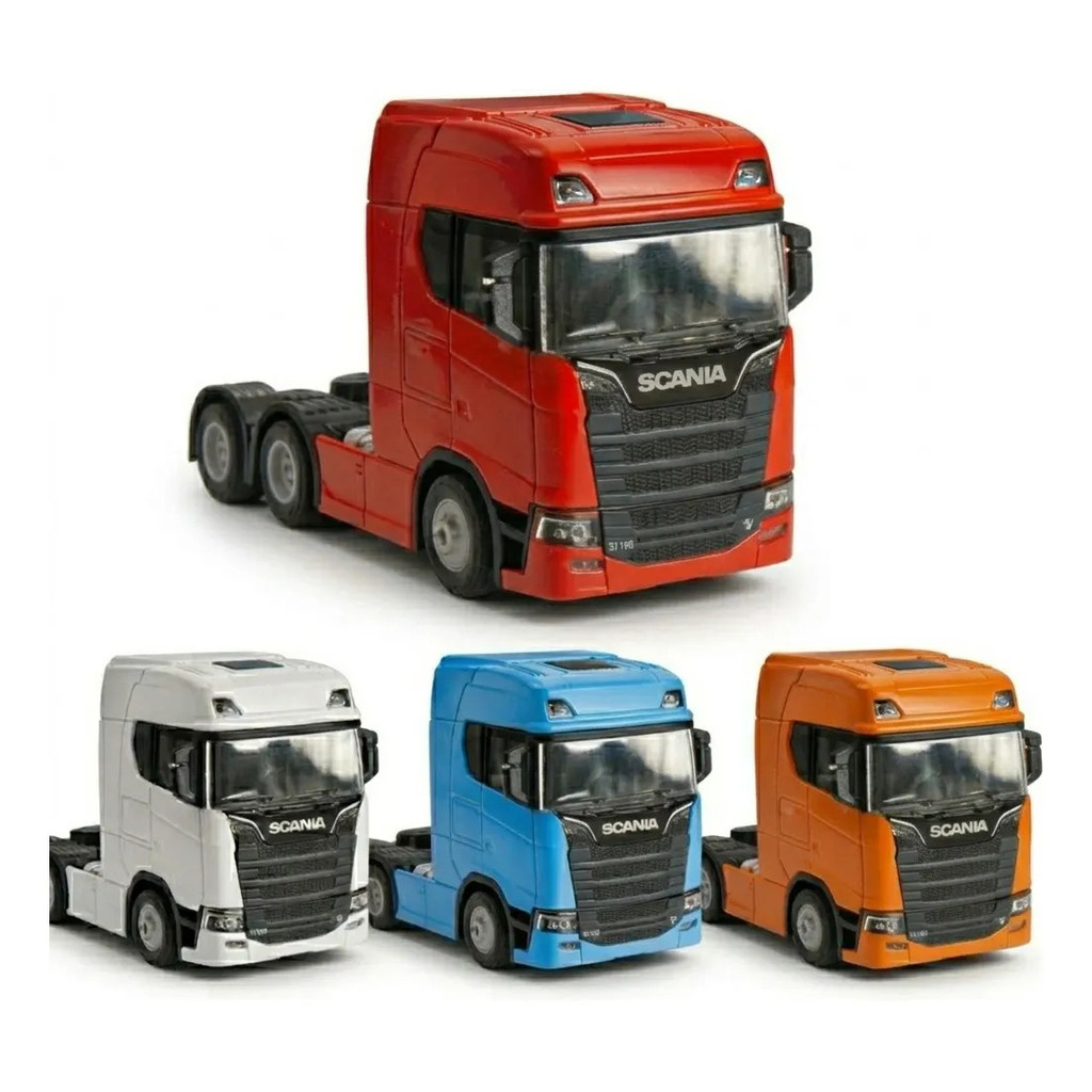 Carrinho De Ferro Caminhão Miniatura Scania Luz Som Fricção