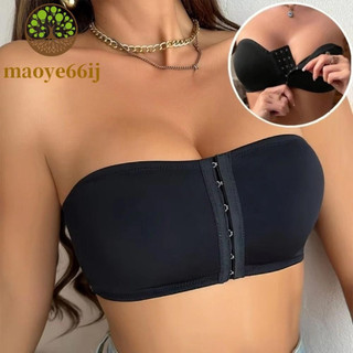 MAOYE66 Bandeau Com Botão Frontal , Sem Aro , Top Tubo Alças , Almofada Macia , Roupa Íntima Invisível Rastros