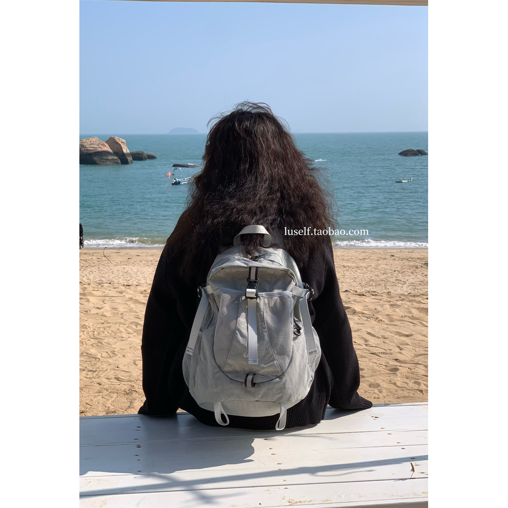 Estilo coreano Blogger espaço cinza mochila lazer esportes grande capacidade mochila saco de escola leve funcional saco 