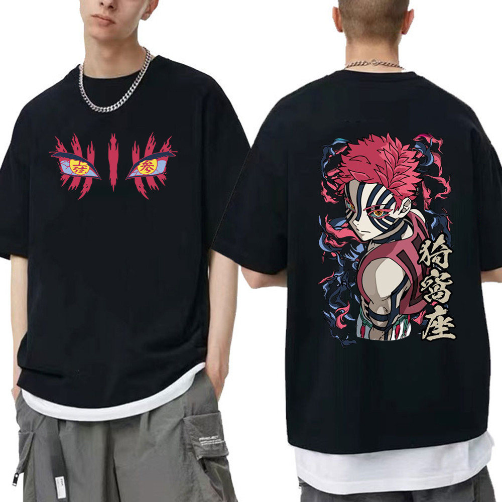 Camiseta Oversized Unissex Casual Confortável 100% Algodão Modelo: "Akaza Kimetsu" para Academia