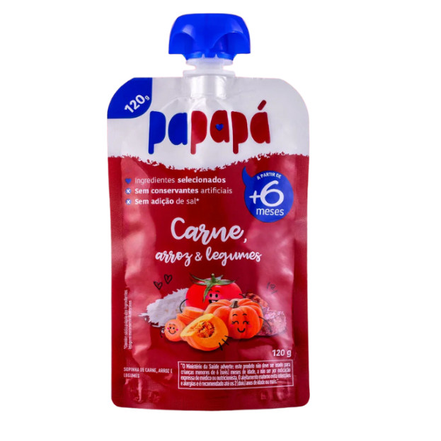 Papinha Papapá Carne com Arroz e Legumes 120g
