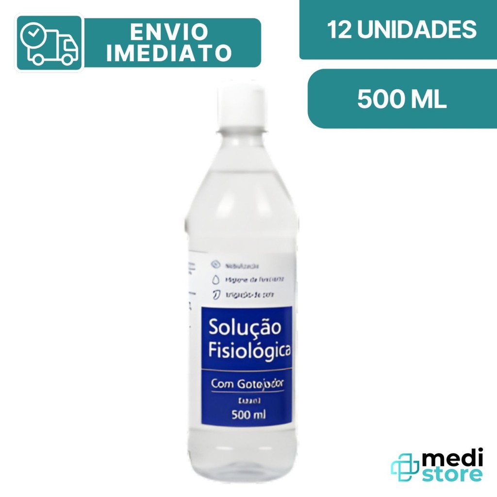 Kit 12 Unidades Soro Fisiologico 0,9% 500ML Sandom - Envio Imediato