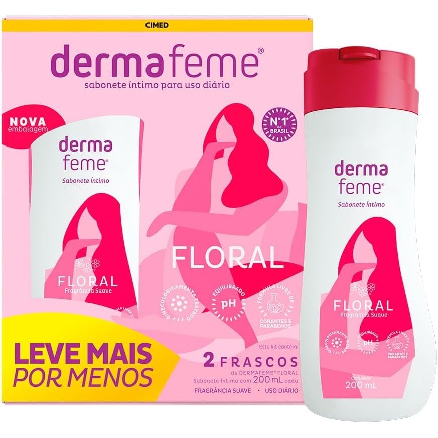 Sabonete Íntimo Floral Dermafeme (2 Unidades de 200ml ) Cimed – Higiene, Frescor e Proteção Diária