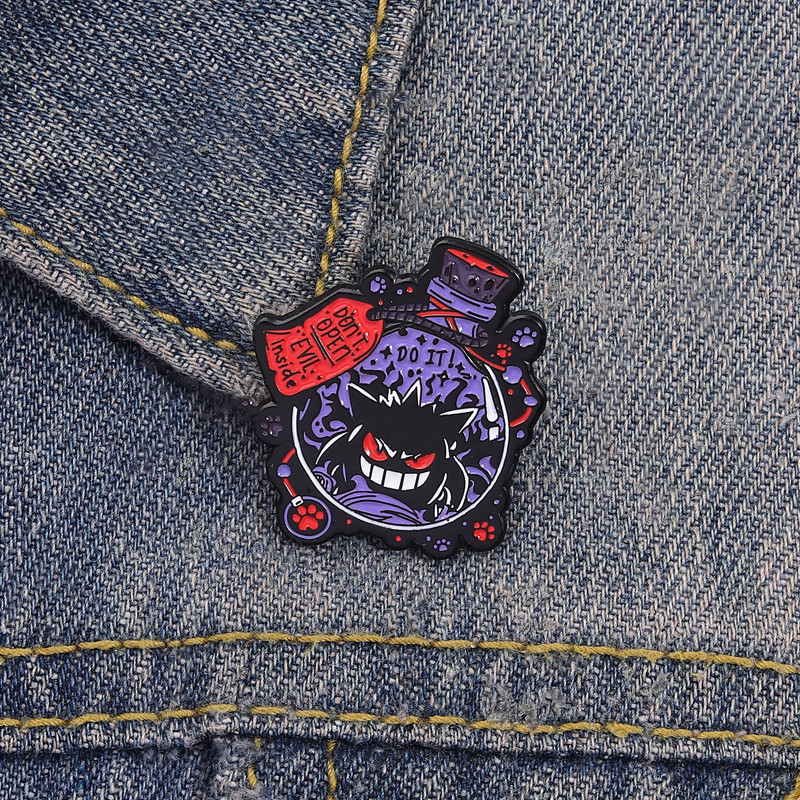 Gengar-Pokémon Esmalte Broche Moda Acessórios De Roupas Mochila Crachá Joias Presente