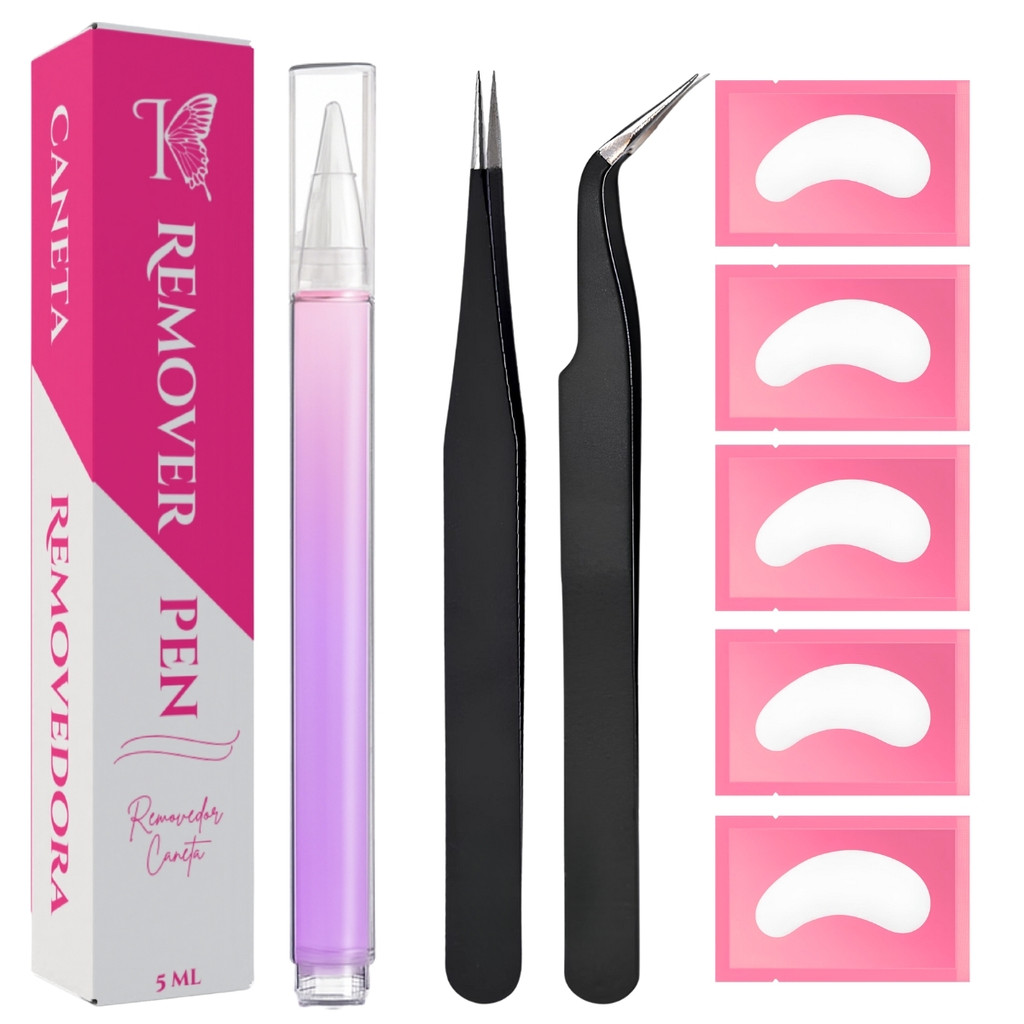 Kit Extensão de Cílios Acessórios Lash Design Pinça Curva e Reta Removedor de Cola Pad de Cílios em Oferta na Shopee