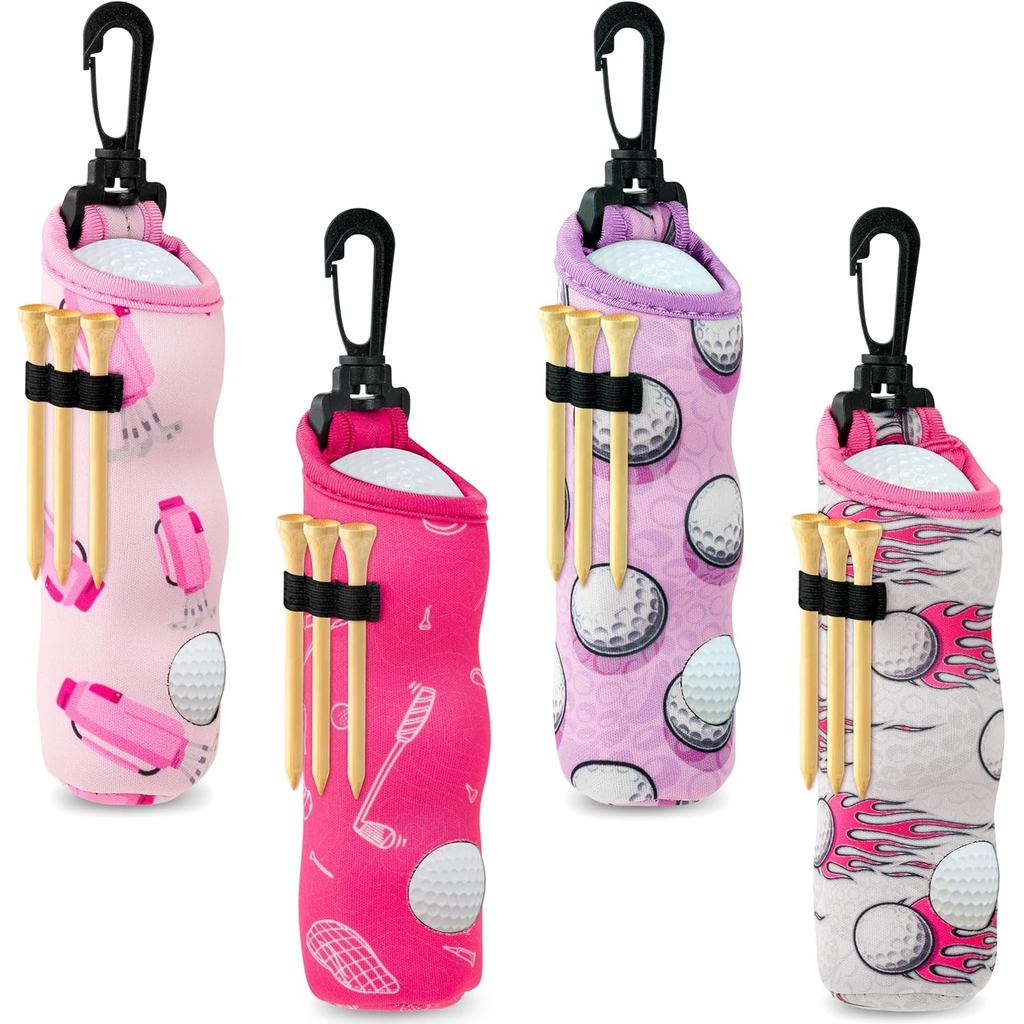 CNhoqc 4 Pacotes de Bolsa para Transporte de Tees de Golfe, Bolsa Porta-Tees de Golfe, Presente Rosa para Meninas e Mulh