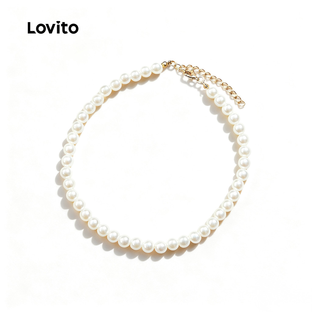 Lovito Colares Gargantilha Elegantees de Pérolas Falsas L17M155 (Branco)