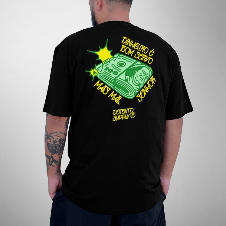 [Camiseta Premium em Algodão Puro]GXG Camiseta Streetwear MONEY Estampada Camiseta Oversized Algodão 30.1
