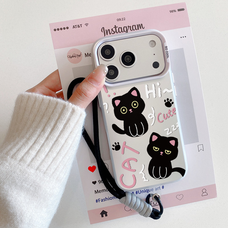 Capa de celular da gatinho preto com iPhone 17 16 15 14 13 12 11 PRO MAX XS XR 7 8PLUS SE AIR casca macia